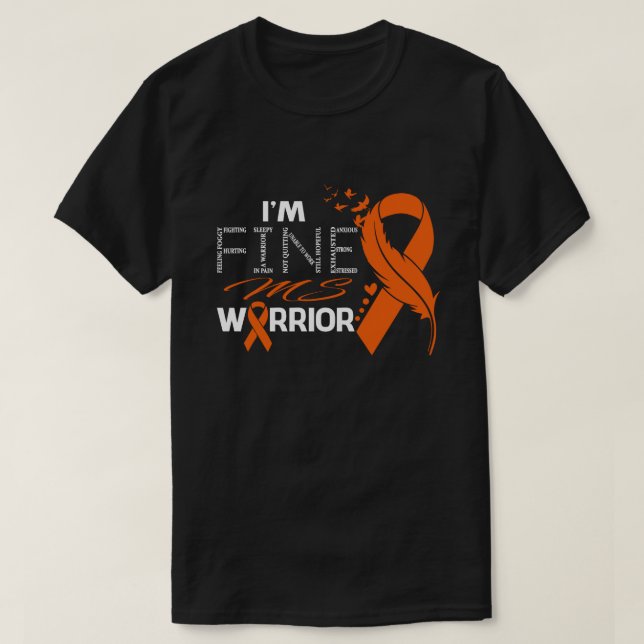Ich bin Fine MS Warrior Awareness Feather T-Shirt (Design vorne)