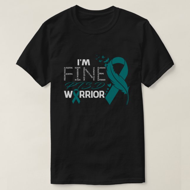Ich bin Fine PTSD Warrior Awareness Feather T-Shirt (Design vorne)