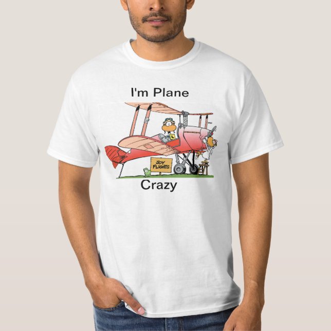 Ich bin Flugzeug-verrücktes Cartoon-Shirt T-Shirt (Vorderseite)