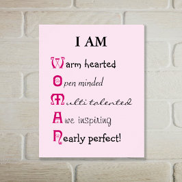 Ich bin FRAU und inspirierte Text Poster