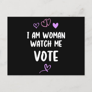 Ich bin Frau und schaue mir bei der Abstimmung zu Postkarte