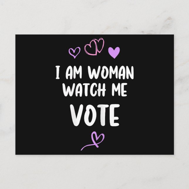 Ich bin Frau und schaue mir bei der Abstimmung zu Postkarte (Vorderseite)