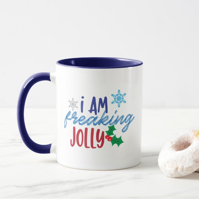 Ich bin froh, Jolly, frohe Weihnachtsgeist Tasse (Mit Donut)