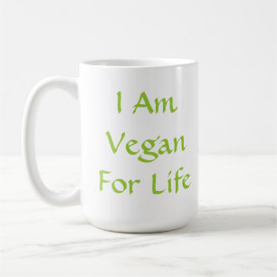 Ich bin für das Leben vegan. Grün. Slogan. Tasse