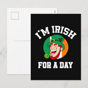 Ich bin für einen Tag Ire am St. Patrickstag Shamr Feiertagspostkarte