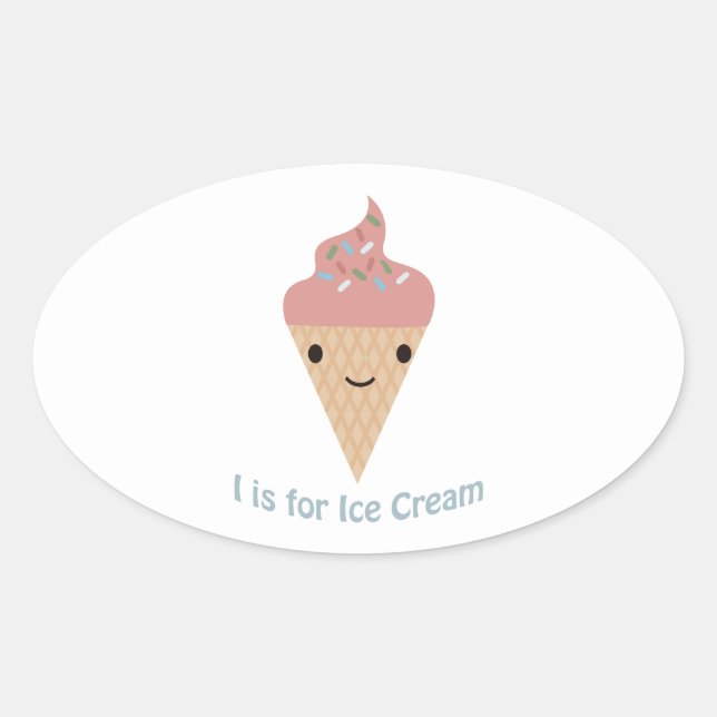 Ich bin für Eiscreme Ovaler Aufkleber (Vorderseite)