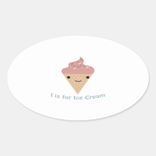 Ich bin für Eiscreme Ovaler Aufkleber