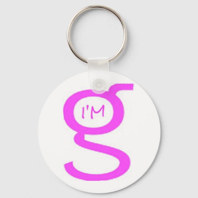 Ich bin G Schlüsselanhänger mit rosa Logo (Vorderseite)