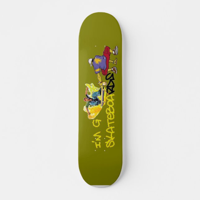 Ich bin G Skateboard-Graffiti - grün/gelb Skateboard (Vorne)