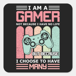 Ich bin Gamer Videospiel Quadratischer Aufkleber