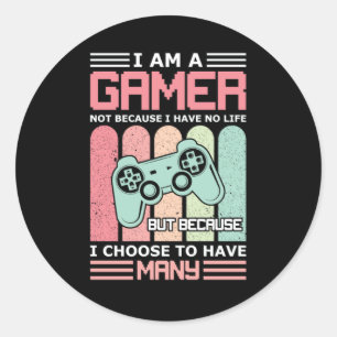 Ich bin Gamer Videospiel Runder Aufkleber