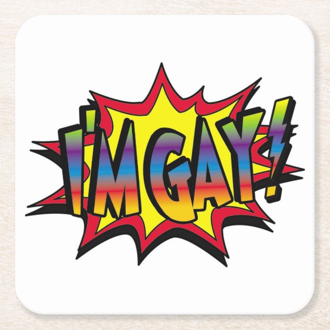 Ich bin Gay Burst Rechteckiger Pappuntersetzer (Vorderseite)