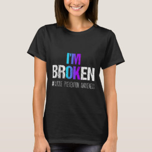 Ich bin gebrochen Aquamarin und Lila Ribbon Suizid T-Shirt