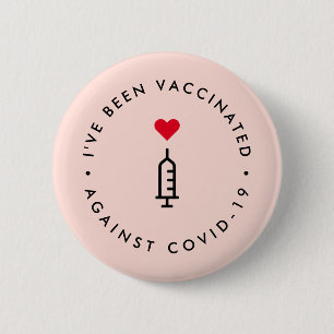 Ich bin geimpft worden Covid Pink Niedlich Heart Button