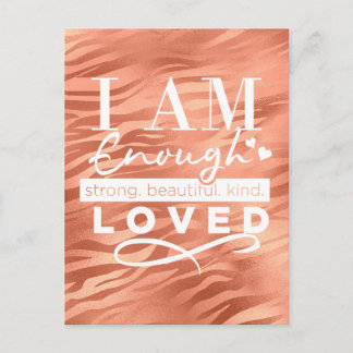 Ich bin genug Peach Sparkle Tiger Print Postcard Postkarte