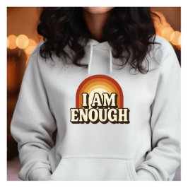 Ich bin genug Retro-Regenbogenstreifen Hoodie