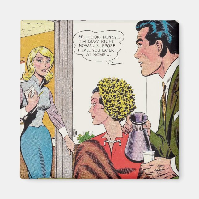 "Ich bin gerade beschäftigt" Retro-Magnet Magnet (Vorne)