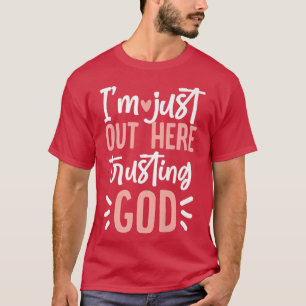 Ich bin gerade hier und vertraue Gott Premium T-Shirt