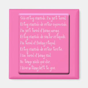 ICH BIN GERADE MÜDE EMO QUOTEN SPANISCHE ENGLISCH MAGNET