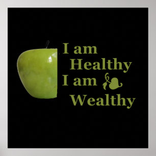 Ich bin gesund, ich bin wohlhabend Motivation Poster