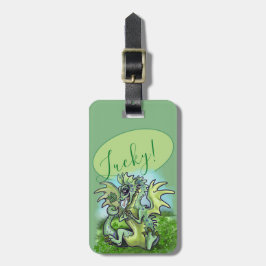 Ich bin glücklich! Kleines Drachen-Kleeblatt Gepäckanhänger