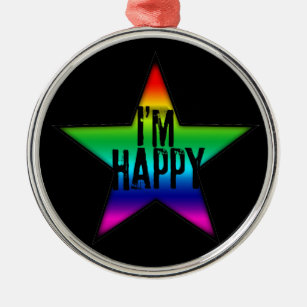 Ich bin glücklich - schwul und lesbisch - Regenbog Ornament Aus Metall