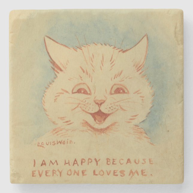 Ich bin glücklich, weil alle mich Lieben (lächelnd Steinuntersetzer (Vorderseite)