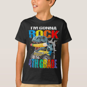 Ich bin Gonna Rock 4. Klasse Monster Truck Dinosau T-Shirt