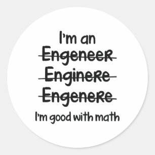 Ich bin gut mit Mathe Runder Aufkleber