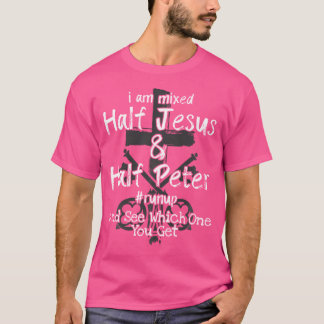 Ich bin halb Jesus und halb Peter Christlich Lauf T-Shirt