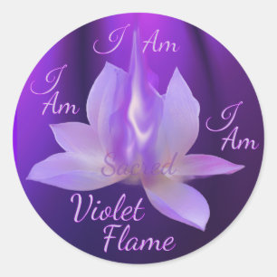 Ich bin Heilige Violette Flamme Mit Lotus Runder Aufkleber