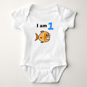 Ich bin heute 1 Jahr alt (Cartoon Orangenfisch) Baby Strampler