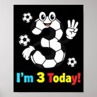 Ich bin heute 3 Süße Fußball-Cartoon 3. Geburtstag