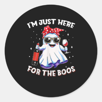 Ich bin hier Boos Halloween Funny Wine Ghost Women Runder Aufkleber