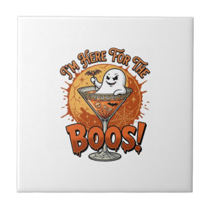 Ich bin hier Boos Halloween-Geist trinkt Spinnenne Fliese