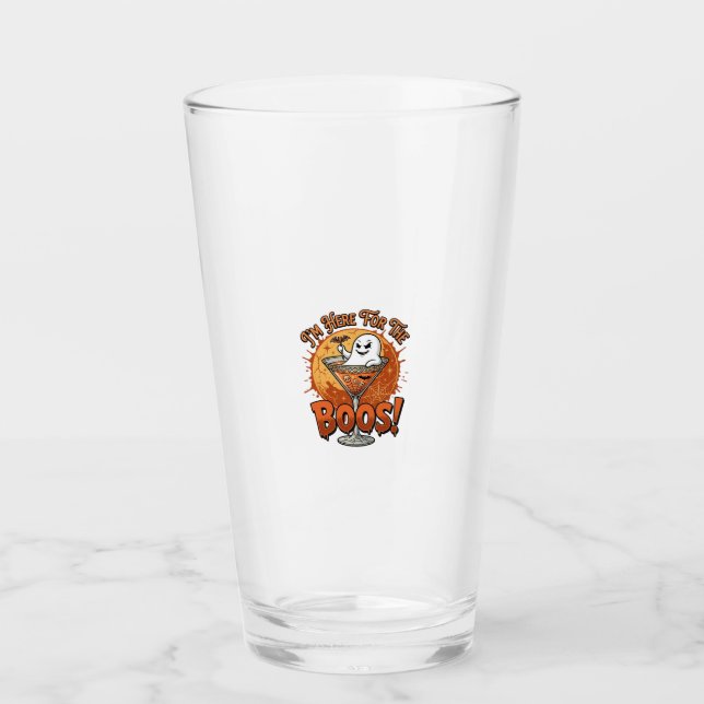Ich bin hier Boos Halloween-Geist trinkt Spinnenne Glas (Vorderseite)