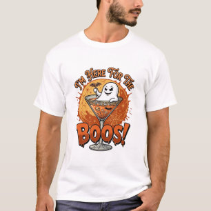 Ich bin hier Boos Halloween-Geist trinkt Spinnenne T-Shirt