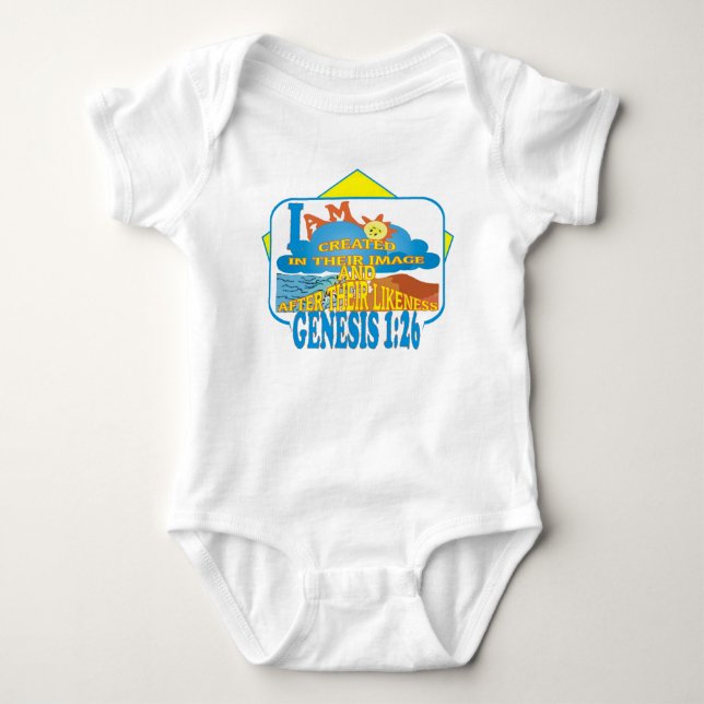 Ich bin hier durch Schöpfung I ENG Baby Strampler (Vorderseite)