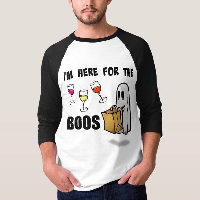 Ich bin hier für den Boos-lustigen Halloween-Geist T-Shirt (Vorderseite)