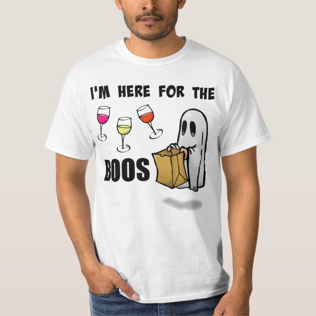 Ich bin hier für den Boos-lustigen Halloween-Geist T-Shirt (Vorderseite)
