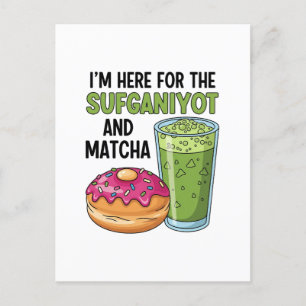 Ich bin hier für den Juden von Sufganiyot und Matc Feiertagspostkarte