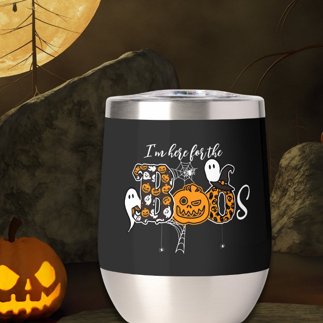 Ich bin hier für die Boos (The perfect wine tumbler for Halloween parties or fall gatherings!)