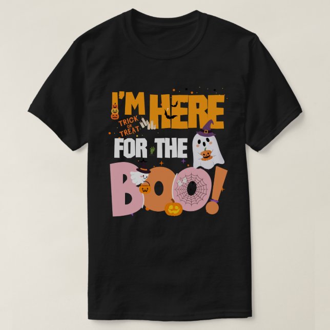 Ich bin hier für die Boos! - Halloween Ghost Playf T-Shirt (Design vorne)