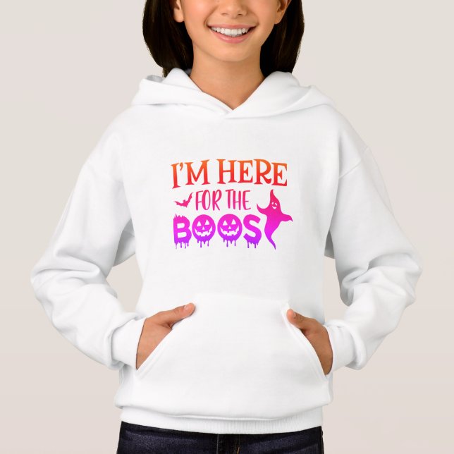 Ich bin hier für die boos Halloween-Kinderkleidung Hoodie (Vorderseite)