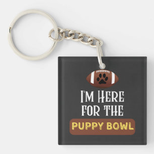 Ich bin hier für die Puppy Bowl lustiger Hund Schlüsselanhänger