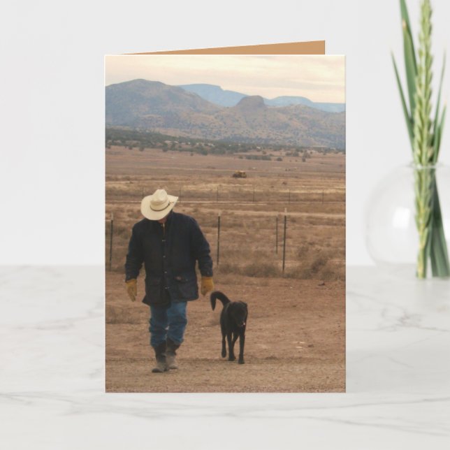 Ich bin hier für Sie Black Lab & Cowboy Card - Wes Karte (Vorderseite)
