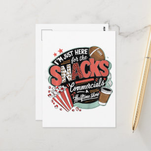 ICH BIN HIER FÜR SNACKS WERBESPOTS UND HALBZEIT POSTKARTE