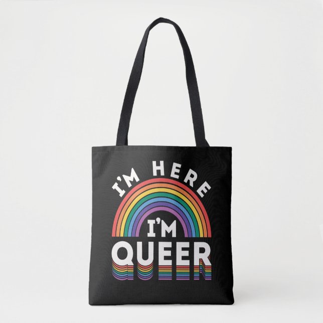 Ich bin hier, ich bin Que LGBTQ Rainbow Gay Pride (Vorderseite)