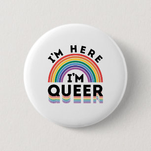 Ich bin hier, ich bin Queer Gay Pride Month Rainbo Button