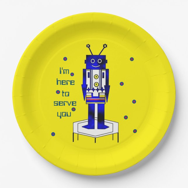 "Ich bin hier, um Ihnen zu dienen" Papierplatte Pappteller (Vorderseite)